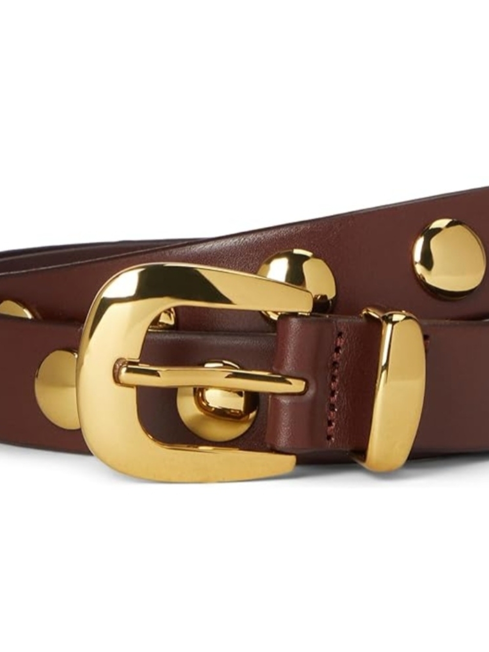 Madewell Brown Leather Belt with Gold-Tone Buckle and Studs - Picture 5 of 5
